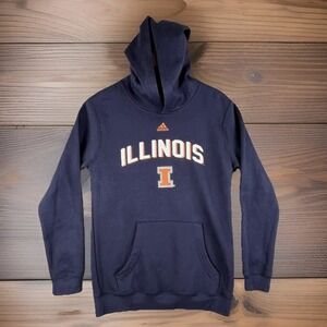 Adidas Youth‎ Hoodie Large University of Illinois Navy Blue Pullover Sweatshirt